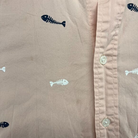 J Crew Shirt Men's medium Pink Flex Fishbone Graphic All over Casual Mercantile - Picture 3 of 14